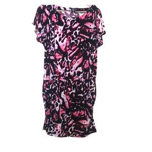 Red and pink leopard stripes dress Size L